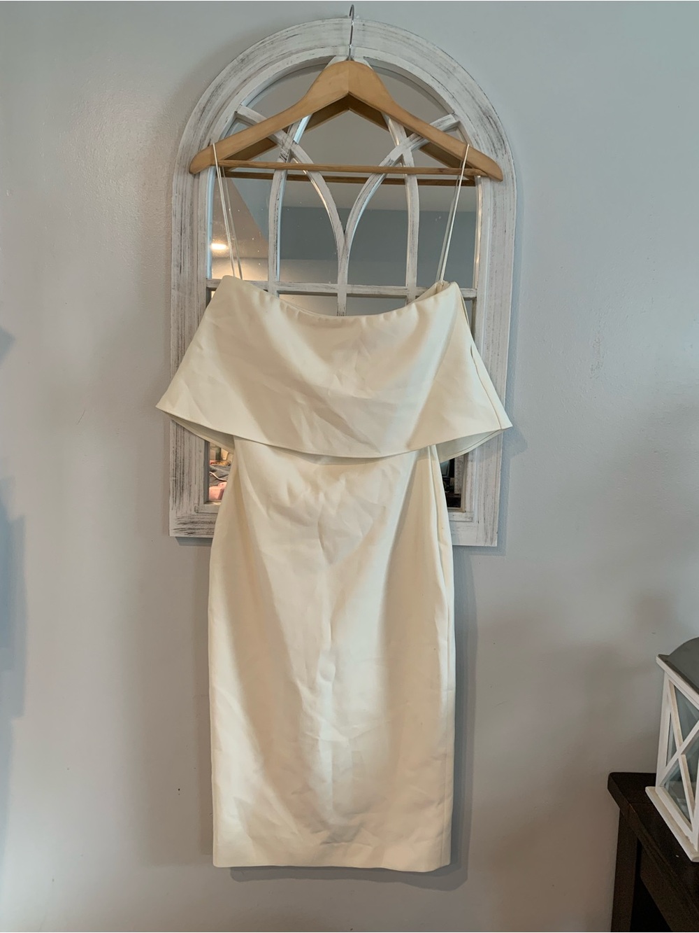 LIKELY- Cream Strapless Fold-Over Cocktail Dress